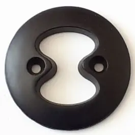 Geprüft Polyamidknopf mit interessanter Ausstanzung mit 2 Löchern – Größe: 34mm – Farbe: schwarz – Art.Nr. 370796