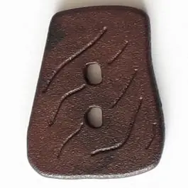 Kostenloser Versand Polyamidknopf in asymmetrischer Trapezform mit 2 Löchern – Größe: 35mm – Farbe: braun – Art.Nr. 388728