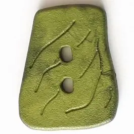 Neuheit Polyamidknopf in asymmetrischer Trapezform mit 2 Löchern – Größe: 35mm – Farbe: grün – Art.Nr. 388732