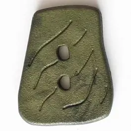 Polyamidknopf in asymmetrischer Trapezform mit 2 Löchern – Größe: 35mm – Farbe: grün – Art.Nr. 388733 Exklusiv