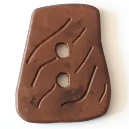 Nur Heute Holzknopf in asymmetrischer Trapezform mit 2 Löchern – Größe: 35mm – Farbe: braun – Art.Nr. 390305