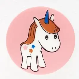 Sonderaktion Kinderknopf verträumtes Einhorn mit Öse – Größe: 14mm – Farbe: pink – Art.Nr. 241233