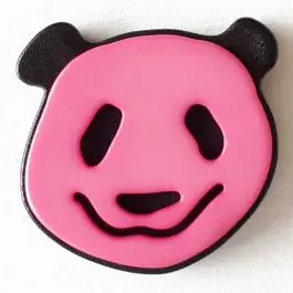 Hochwertig Kinderknopf lustiger Pandabär mit Öse – Größe: 22mm – Farbe: pink – Art.Nr. 331113