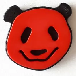 Bestseller Kinderknopf lustiger Pandabär mit Öse – Größe: 22mm – Farbe: rot – Art.Nr. 331114