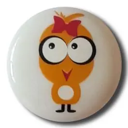 Highlight Kinderknopf „Küken mit Schleife im Haar“ mit Öse -Größe: 15mm – Farbe: weiss – Art.Nr. 261313