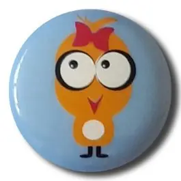 Kinderknopf „Küken mit Schleife im Haar“ mit Öse – Größe: 15mm – Farbe: blau / hellblau – Art.Nr. 261309 Heißes Angebot