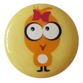 Kinderknopf „Küken mit Schleife im Haar“ mit Öse – Größe: 15mm – Farbe: gelb / messing – Art.Nr. 261310 Jetzt Bestellen