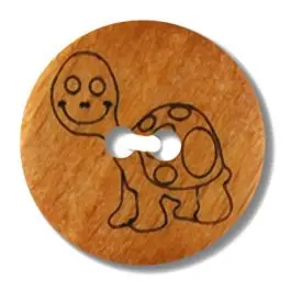 echter Holzknopf mit eingravierter Schildkröte 2-Loch – Größe: 18mm – Farbe: braun – Art.Nr. 261327 Preiswert