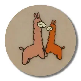 Schnäppchen zwei tanzende Lamas Knopf mit Öse – Größe: 15mm – Farbe: beige – Art.Nr. 261331