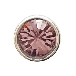 Hochwertig Straßknopf mit silbernem Rand mit Öse – Größe: 8mm – Farbe: rosa/pink – Art.Nr. 341279