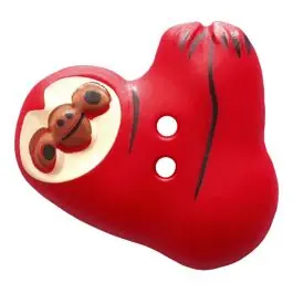 Bestpreis Faultier mit zwei Knopflöchern – Größe: 25mm – Farbe: red – Art.Nr. 341304