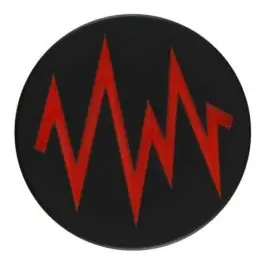 Preisknaller 2-lagiger schwarzer Knopf mit farbigem Zick-Zack und Öse – Größe: 23mm – Farbe: rot – Art.Nr. 374819