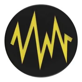 2-lagiger schwarzer Knopf mit farbigem Zick-Zack und Öse – Größe: 23mm – Farbe: gelb – Art.Nr. 374820 Neue Ware