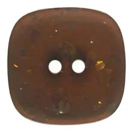 Super-Preis viereckiger transparenter Knopf mit Glitter, 2-Loch – Größe: 30mm – Farbe: braun – Art.Nr. 404800