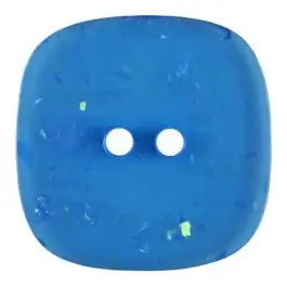 Nur Für Kurze Zeit viereckiger transparenter Knopf mit Glitter, 2-Loch – Größe: 30mm – Farbe: blau – Art.Nr. 404802