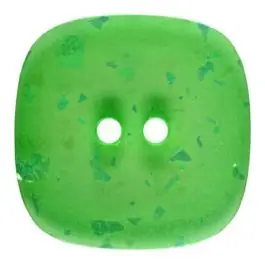 Limited Edition viereckiger transparenter Knopf mit Glitter, 2-Loch – Größe: 25mm – Farbe: hellgrün – Art.Nr. 384804