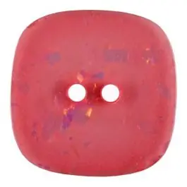 Top-Angebot viereckiger transparenter Knopf mit Glitter, 2-Loch – Größe: 20mm – Farbe: rose/pink – Art.Nr. 344818