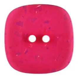 viereckiger transparenter Knopf mit Glitter, 2-Loch – Größe: 25mm – Farbe: rose/pink – Art.Nr. 384807 Begrenztes Angebot