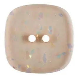 Kostenloser Versand viereckiger transparenter Knopf mit Glitter, 2-Loch – Größe: 30mm – Farbe: rose/pink – Art.Nr. 404808