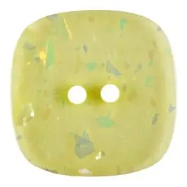 viereckiger transparenter Knopf mit Glitter, 2-Loch – Größe: 30mm – Farbe: gelb – Art.Nr. 404810 Knallerangebot