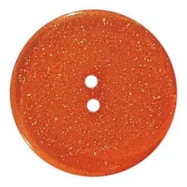 Must-Have transparenter Knopf mit Glitter, 2-Loch – Größe: 28mm – Farbe: orange – Art.Nr. 404834