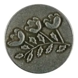 Garantierte Lieferung Vollmetallknopf mit Blumen und Öse – Größe: 25mm – Farbe: altzinn – Art.Nr. 370877