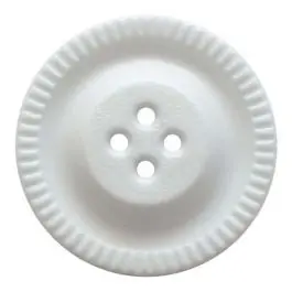 Knopf mit Zahnrad am Rand, 4-Loch – Größe: 23mm – Farbe: weiß – Art.Nr. 331187 Begrenztes Angebot