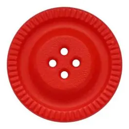 Geld-Zurück-Garantie Knopf mit Zahnrad am Rand, 4-Loch – Größe: 28mm – Farbe: rot – Art.Nr. 344860