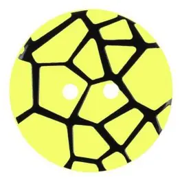 Sonderangebot Knopf mit einem erhöhten schwarzen Spinnennetz , 2-Loch – Größe: 18mm – Farbe: gelb – Art.Nr. 314838