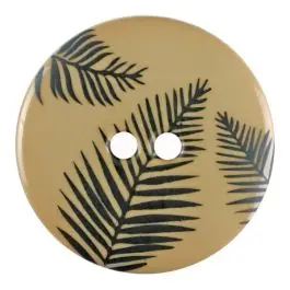 Knopf mit Blättern, 2-Loch – Größe: 25mm – Farbe: beige – Art.Nr. 344824 Handgefertigt