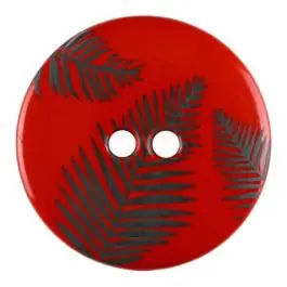 Limited Edition Knopf mit Blättern, 2-Loch – Größe: 18mm – Farbe: rot – Art.Nr. 314811