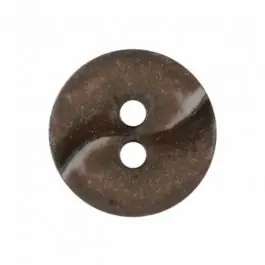 kleiner Polyamidknopf mit einer Welle und zwei Löchern – Größe: 13mm – Farbe: braun – Art.Nr. 225804 Echt