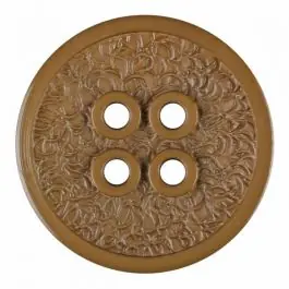 Polyamidknopf mit schmaler Kante und Oberflächenrelief mit vier Löchern – Größe: 34mm – Farbe: beige – Art.Nr. 375800 Geprüft