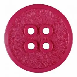 Kostenloser Versand Polyamidknopf mit schmaler Kante und Oberflächenrelief mit vier Löchern – Größe: 28mm – Farbe: rosa – Art.Nr. 345833
