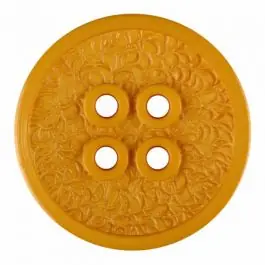 Polyamidknopf mit schmaler Kante und Oberflächenrelief mit vier Löchern – Größe: 28mm – Farbe: gelb – Art.Nr. 345836 Preiswert