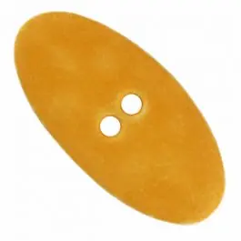 ovaler Polyamidknopf im Vintage Look mit zwei Löchern – Größe: 55mm – Farbe: gelb – Art.Nr. 455810 Geprüft