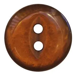 Polyesterknopf rund in glänzender Optik mit 2 Löchern – Größe: 13mm – Farbe: braun – Art.Nr.: 247803 Exklusiv