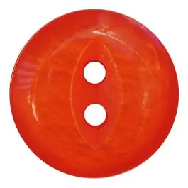 Preisknaller Polyesterknopf rund in glänzender Optik mit 2 Löchern – Größe: 13mm – Farbe: orange – Art.Nr.: 247813