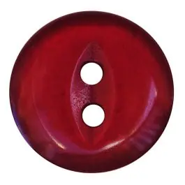 Polyesterknopf rund in glänzender Optik mit 2 Löchern – Größe: 13mm – Farbe: weinrot – Art.Nr.: 247811 Kracherpreis