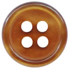 Polyesterknopf rund in glänzender Optik mit 4 Löchern – Größe: 9mm – Farbe: hellbraun – Art.Nr.: 197802 Sonderangebot