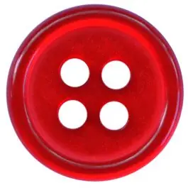 Neu Im Sortiment Polyesterknopf rund in glänzender Optik mit 4 Löchern – Größe: 9mm – Farbe: rot – Art.Nr.: 197811