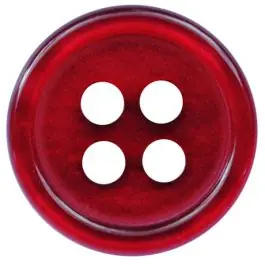Polyesterknopf rund in glänzender Optik mit 4 Löchern – Größe: 9mm – Farbe: weinrot – Art.Nr.: 197812 Echt