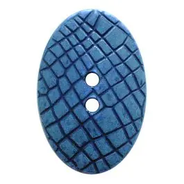 Polyamidknopf oval im „Vintage Look“, mit feiner Struktur und 2 Löchern – Größe: 20mm – Farbe: blau – Art.Nr.: 317805 Begrenztes Angebot