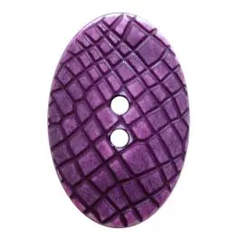 Markenprodukt Polyamidknopf oval im „Vintage Look“, mit feiner Struktur und 2 Löchern – Größe: 25mm – Farbe: lila – Art.Nr.: 347807