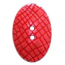 Polyamidknopf oval im „Vintage Look“, mit feiner Struktur und 2 Löchern – Größe: 20mm – Farbe: rot – Art.Nr.: 317810 Letzte Chance