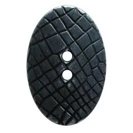 Polyamidknopf oval im „Vintage Look“, mit feiner Struktur und 2 Löchern – Größe: 20mm – Farbe: schwarz – Art.Nr.: 311102 Neu