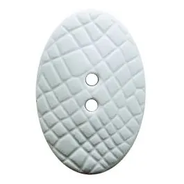 Polyamidknopf oval im „Vintage Look“, mit feiner Struktur und 2 Löchern – Größe: 30mm – Farbe: weiß – Art.Nr.: 380415 Geld-Zurück-Garantie