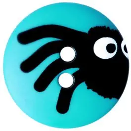 Kinderknopf Polyamid rund mit Spinnenmotiv und 2 Löchern – Größe: 15mm – Farbe: blau – Art.Nr.: 261416 Original