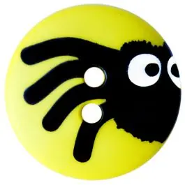 Markenprodukt Kinderknopf Polyamid rund mit Spinnenmotiv und 2 Löchern – Größe: 15mm – Farbe: gelb – Art.Nr.: 261419