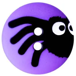 Kinderknopf Polyamid rund mit Spinnenmotiv und 2 Löchern – Größe: 20mm – Farbe: lila – Art.Nr.: 301005 Versand Am Gleichen Tag